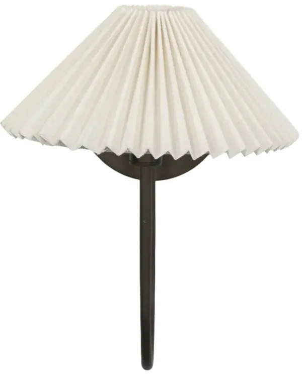 Leone French Country Bronze Iron Pleated Shade Armed Sconce