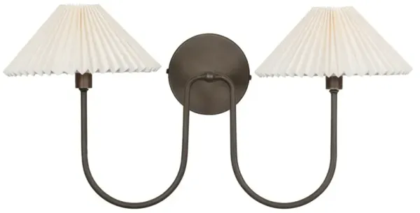 Lisette French Country Bronze Iron Pleated Double Armed Sconce