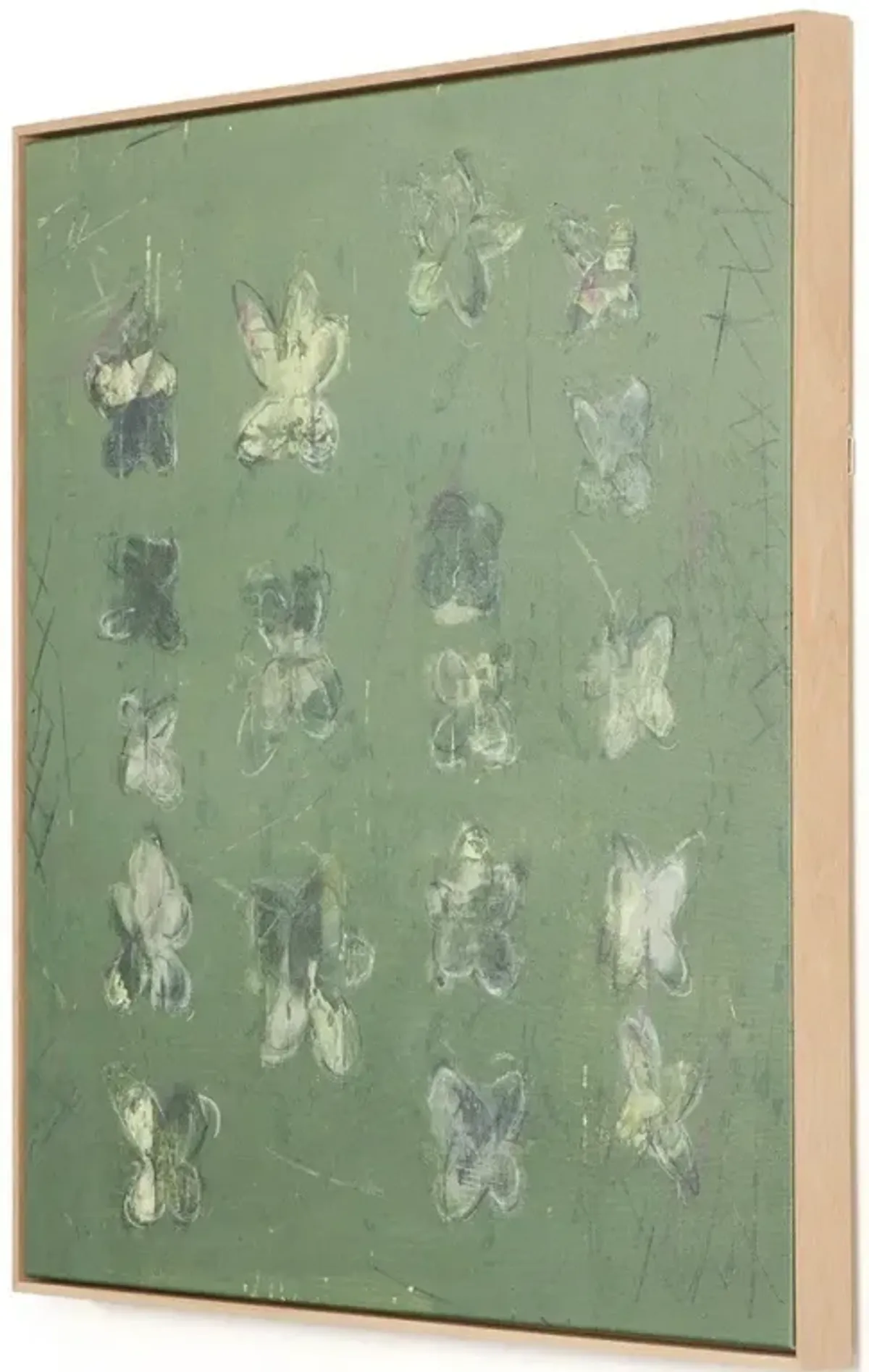 Selah Modern Classic Green Floral Brown Oak Frame Painting - 24x24