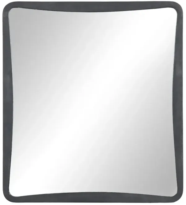 Iverie Modern Classic Sculpted Grey Metal Wall Mirror
