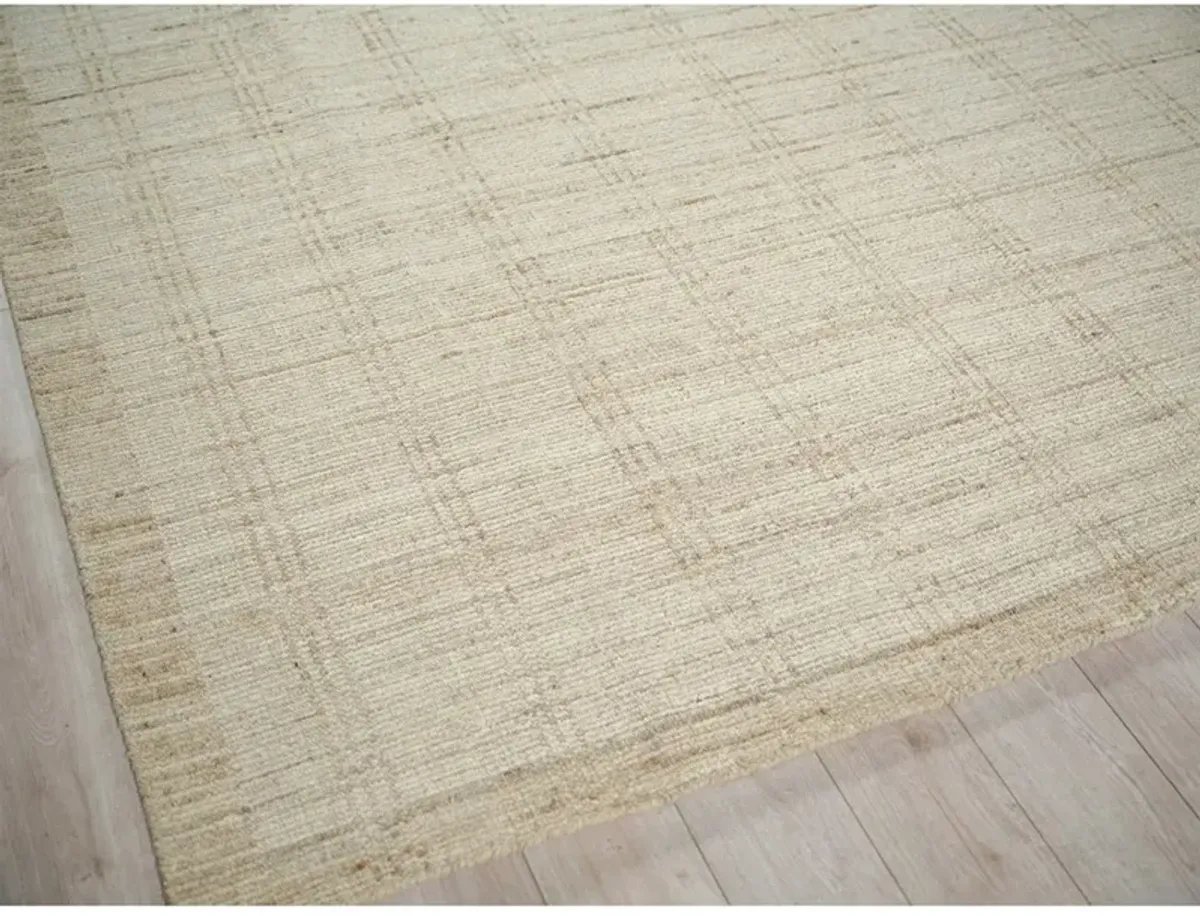 Hazel Coastal Beach Beige Wool Solid Hand Knotted Rug - 9'x12'