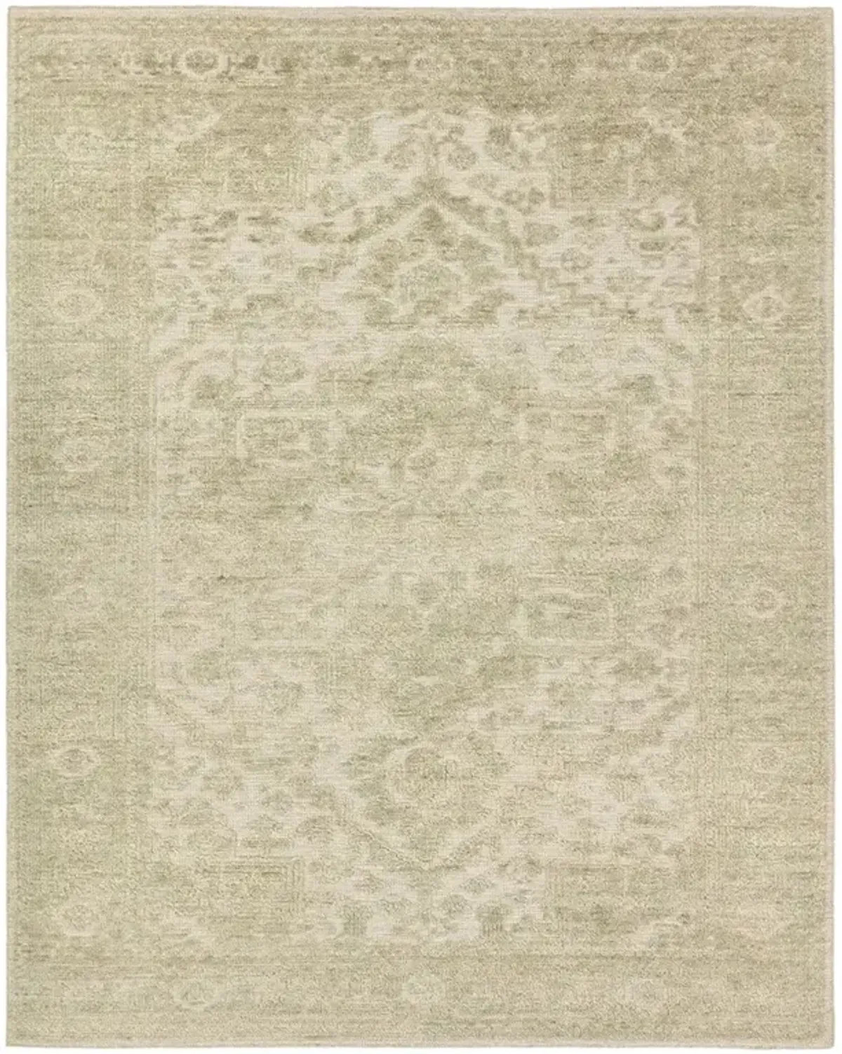 Evric Updated Traditional Green Wool Patterned Hand Knotted Rug - 9'x12'