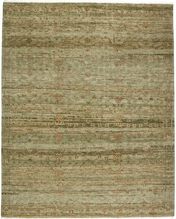 Lioran Updated Traditional Green Wool Floral Patterned Hand Knotted Rug - 10'x14'