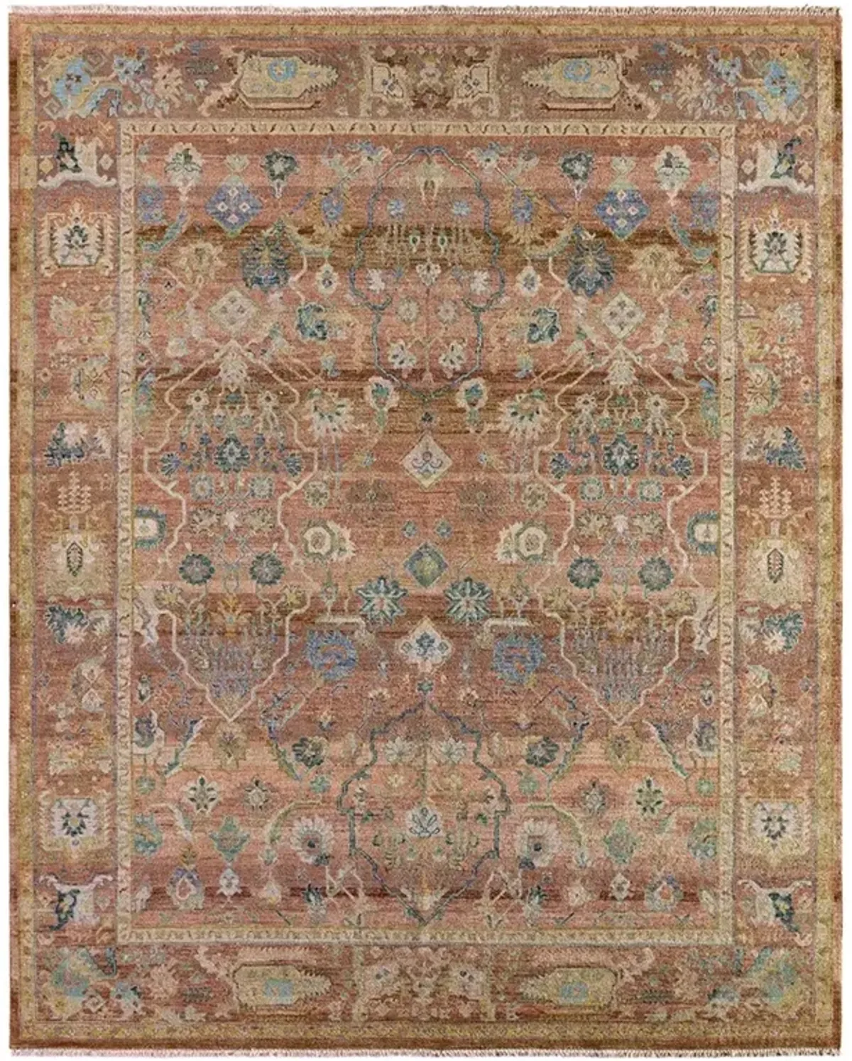 Liorae Updated Traditional Terracotta Wool Ushak Patterned Hand Knotted Rug - 12'x15'