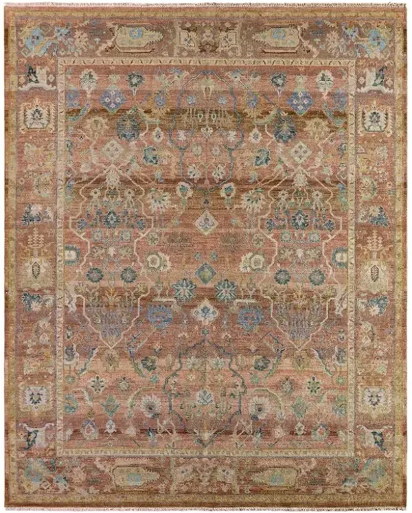 Liorae Updated Traditional Terracotta Wool Ushak Patterned Hand Knotted Rug - 12'x15'