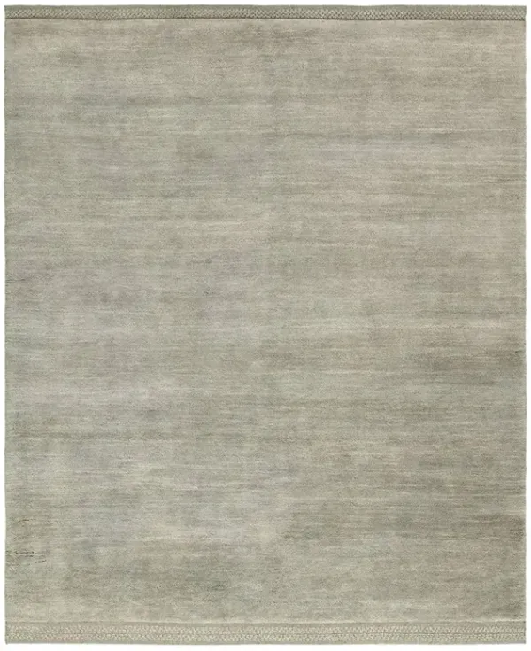 Jovana Updated Traditional Olive Wool Shag Solid Hand Knotted Rug - 10'x14'