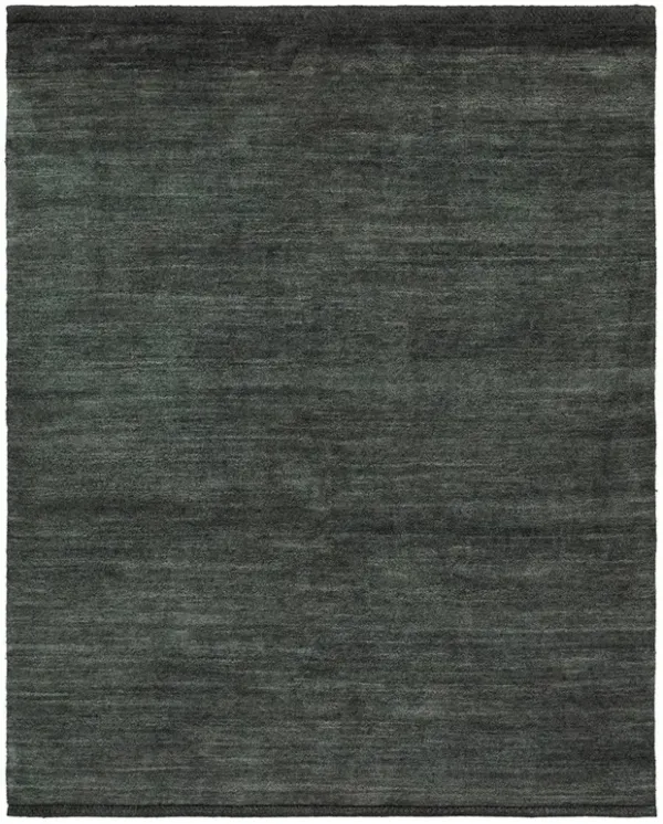 Jovana Updated Traditional Black Wool Shag Solid Hand Knotted Rug - 10'x14'