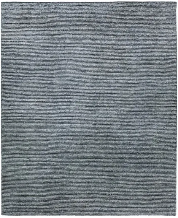 Aisla Coastal Beach Blue Wool Solid Hand Knotted Rug - 9'x12'