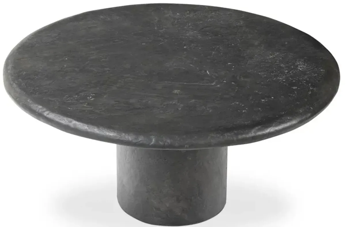 Sage Modern Classic Black Textured Concrete Round Outdoor Coffee Table