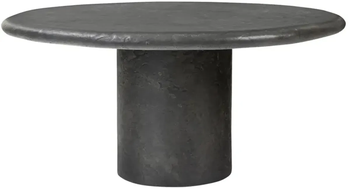 Sage Modern Classic Black Textured Concrete Round Outdoor Coffee Table