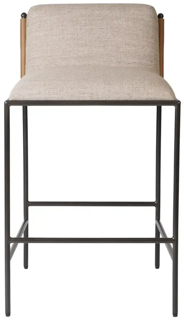 Alyon Modern Classic Wheat Performance Brown Leather Iron Counter Stool