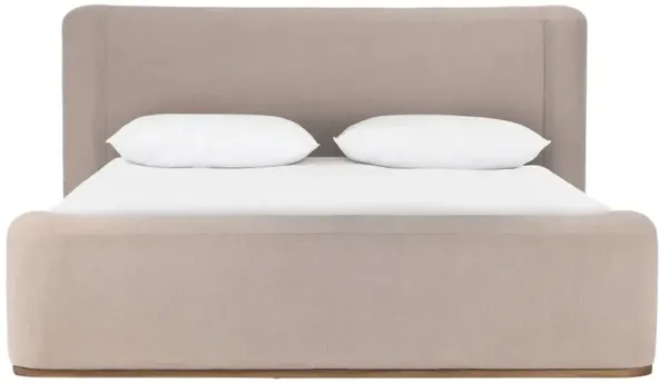 Sunita Modern Classic Beige Wingback Bed - Queen