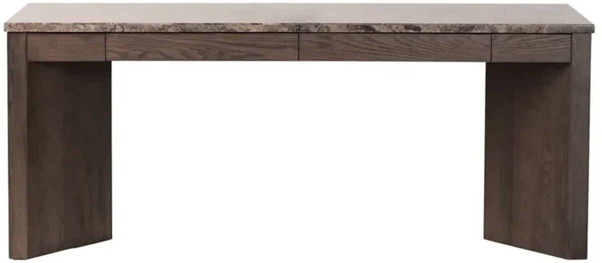 Klement Modern Classic Grey Marble Brown Oak Rectangular Desk