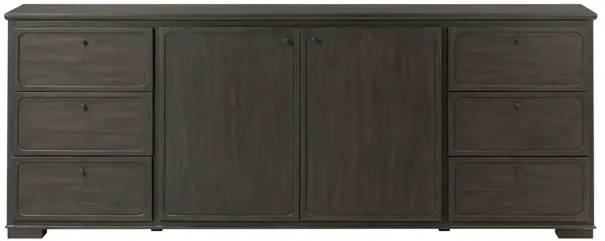 Manvel Modern Classic Smoked Black Oak Media Cabinet - 85"