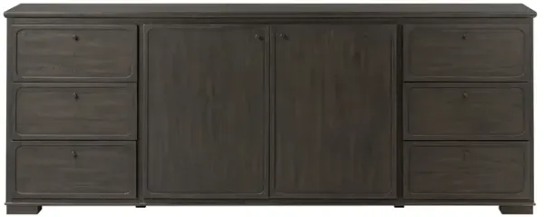 Manvel Modern Classic Smoked Black Oak Media Cabinet - 85"