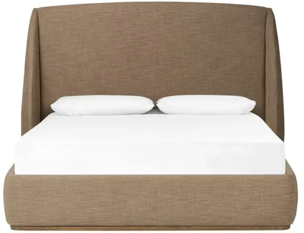 Helen Modern Classic Taupe Oak Wingback Bed - King