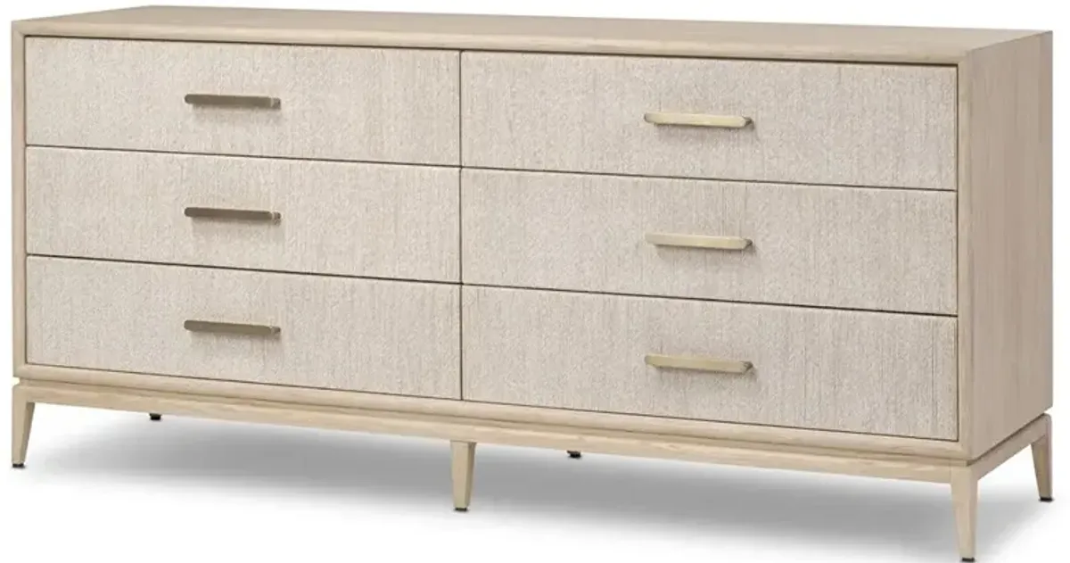 Rosal Modern Classic Light Oak Natural Woven Rush Double Dresser
