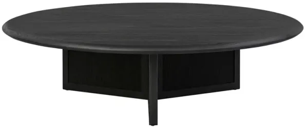 Rosal Modern Classic Black Oak Woven Rush Round Coffee Table