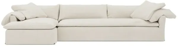 Donato Heathered Ivory Performance Slipcovered Chaise Sectional - Left Chaise - 139"