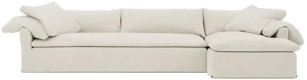 Cisco Home Donato Heathered Ivory Performance Slipcovered Chaise Sectional - Right Chaise - 139”