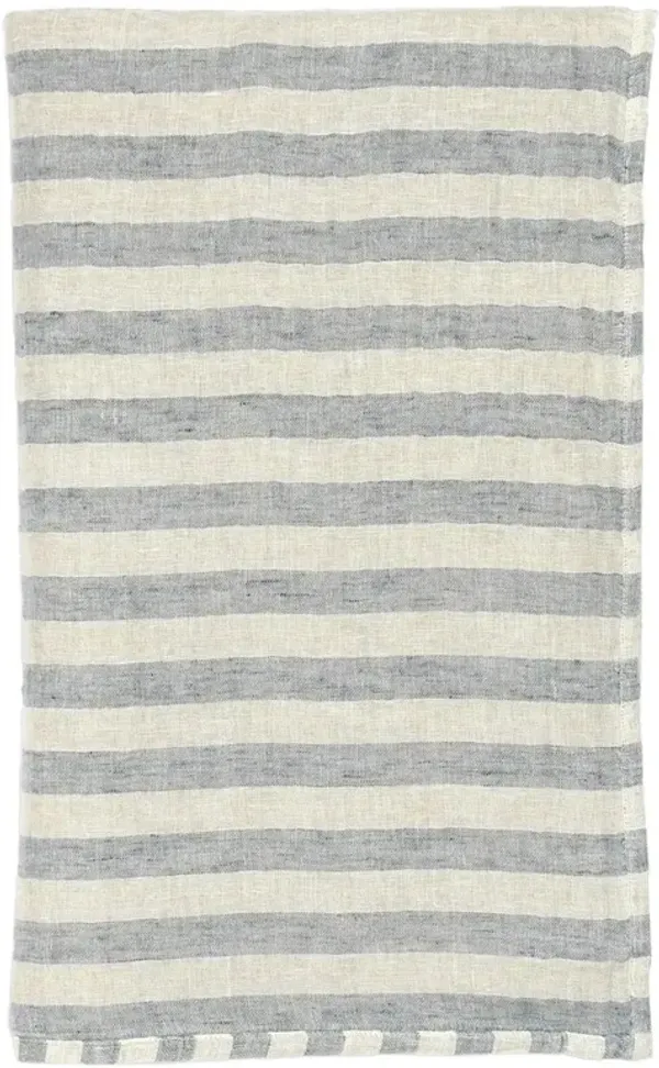 Finch Coastal Beach Blue Linen Striped Throw Blanket