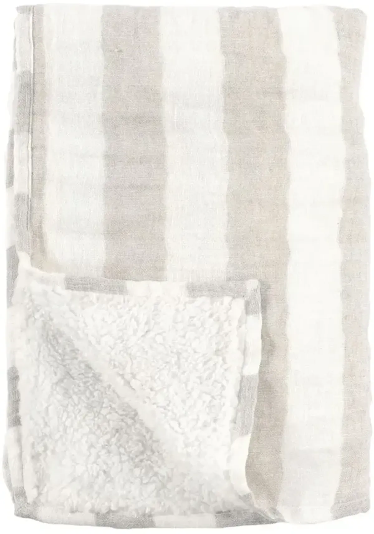 Azaiah Coastal Beach Beige Linen Striped Throw Blanket