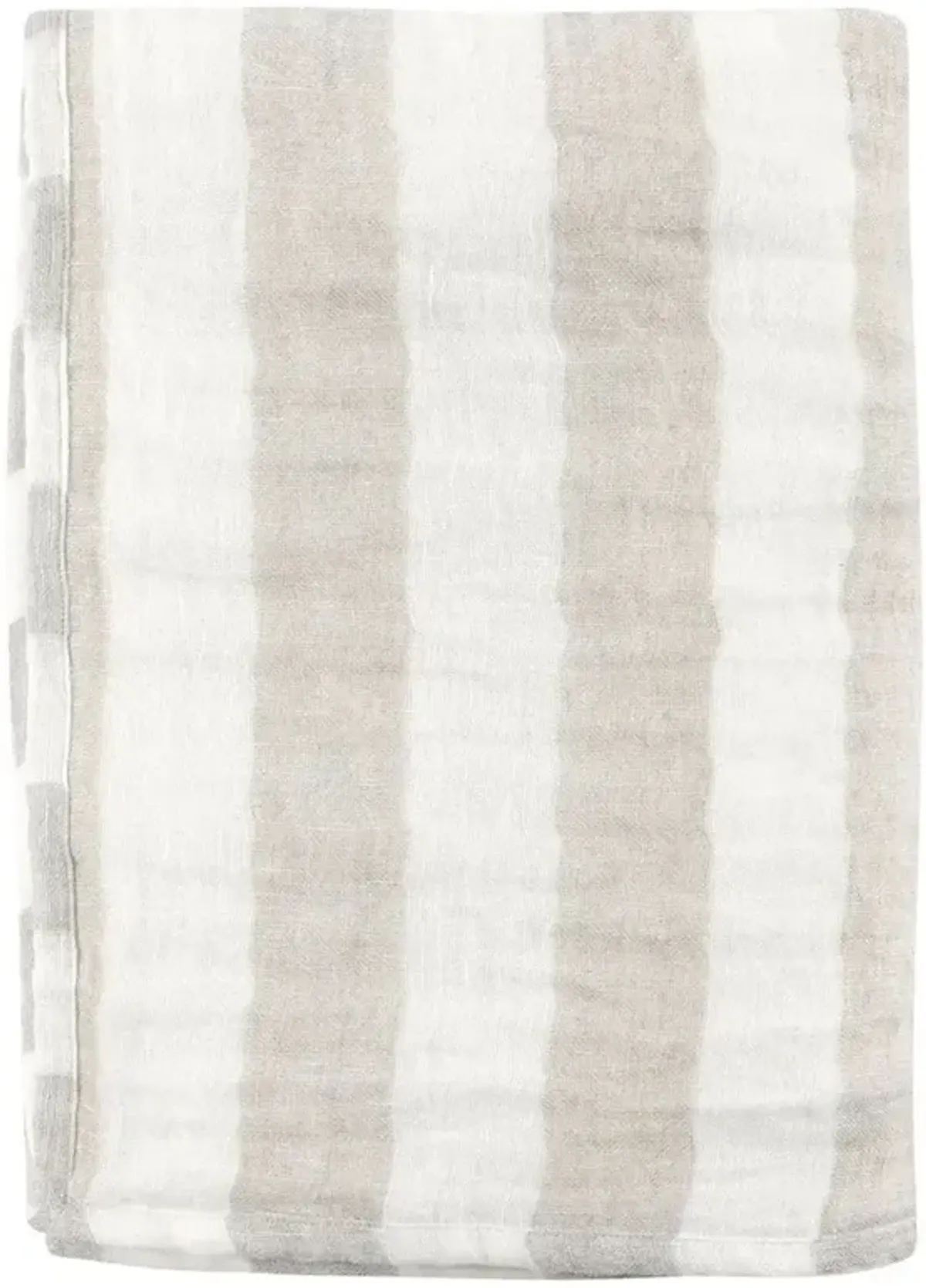 Azaiah Coastal Beach Beige Linen Striped Throw Blanket
