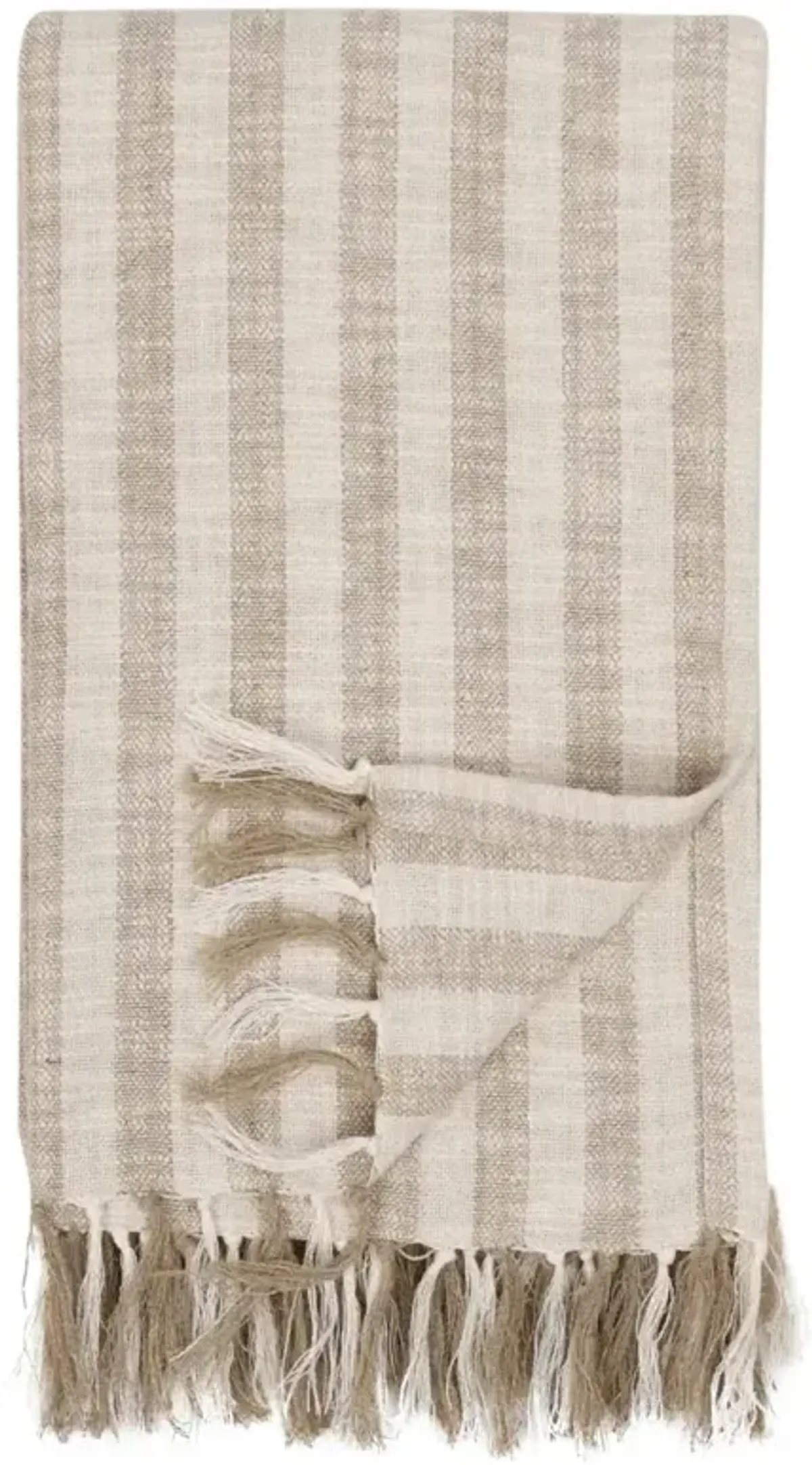 Jolene Coastal Beach Natural Cotton Striped Throw Blanket