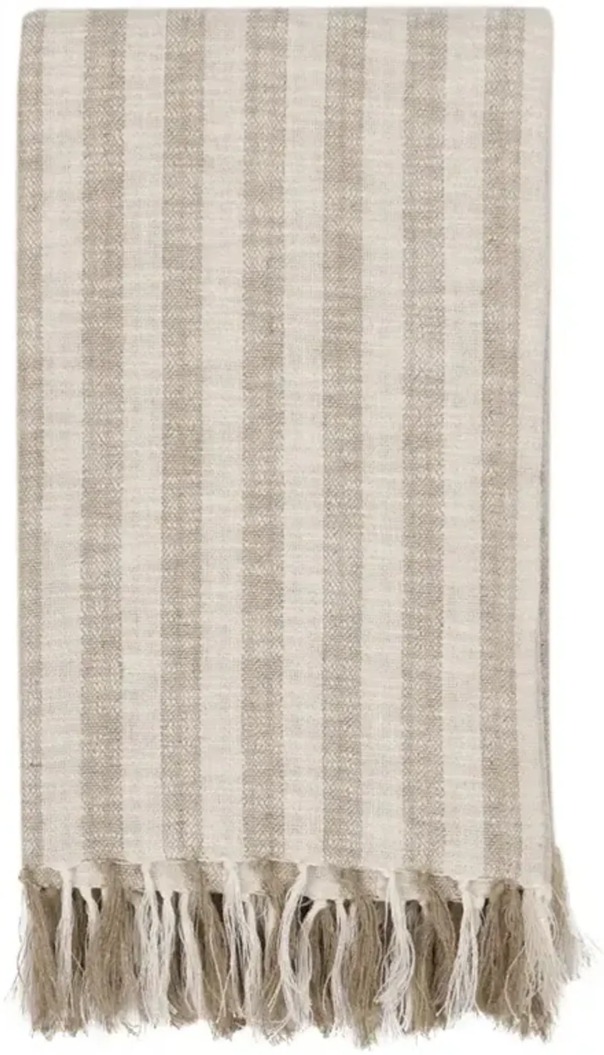 Jolene Coastal Beach Natural Cotton Striped Throw Blanket