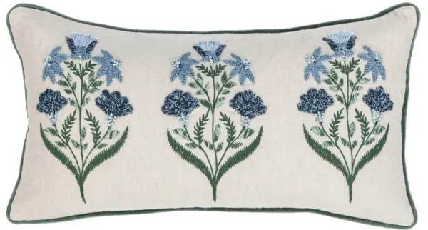 Marshall French Country Natural Cotton Floral Lumbar Pillow - 14x26