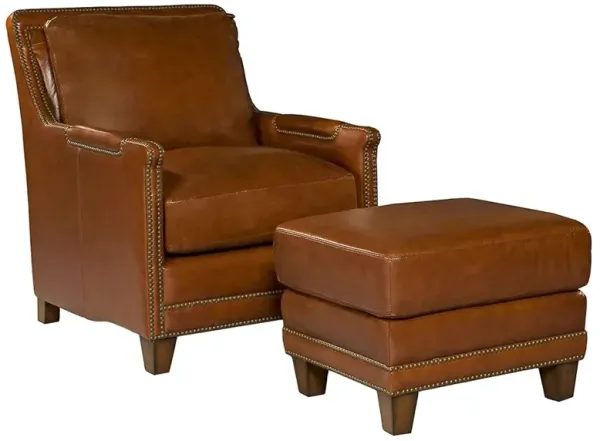 Adelaide Updated Traditional Brown Leather Nailhead Trim Arm Chair