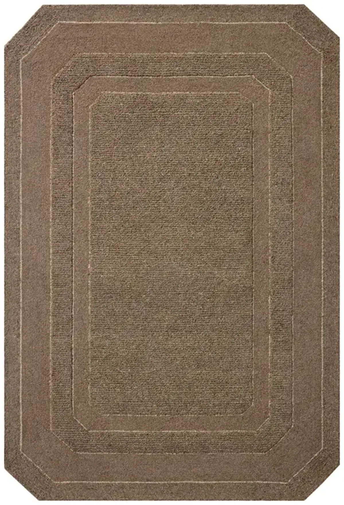 Xalara Updated Traditional Brown Wool Border Solid Rug - 2'6"x7'6"