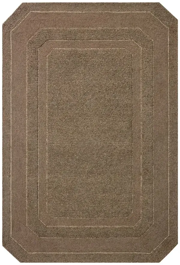 Xalara Updated Traditional Brown Wool Border Solid Rug - 2'6"x7'6"