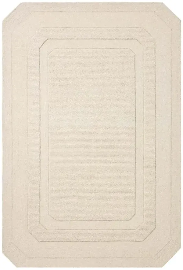 Xalara Updated Traditional Cream Wool Border Solid Rug - 2'6"x7'6"