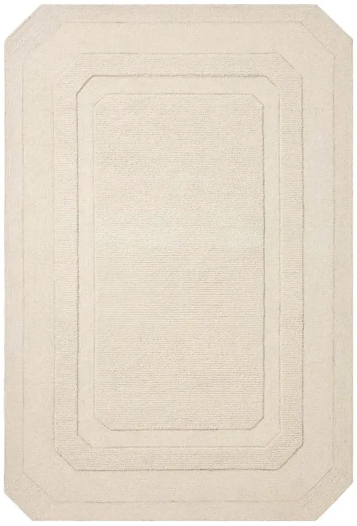 Xalara Updated Traditional Cream Wool Border Solid Rug - 7'9"x9'9"
