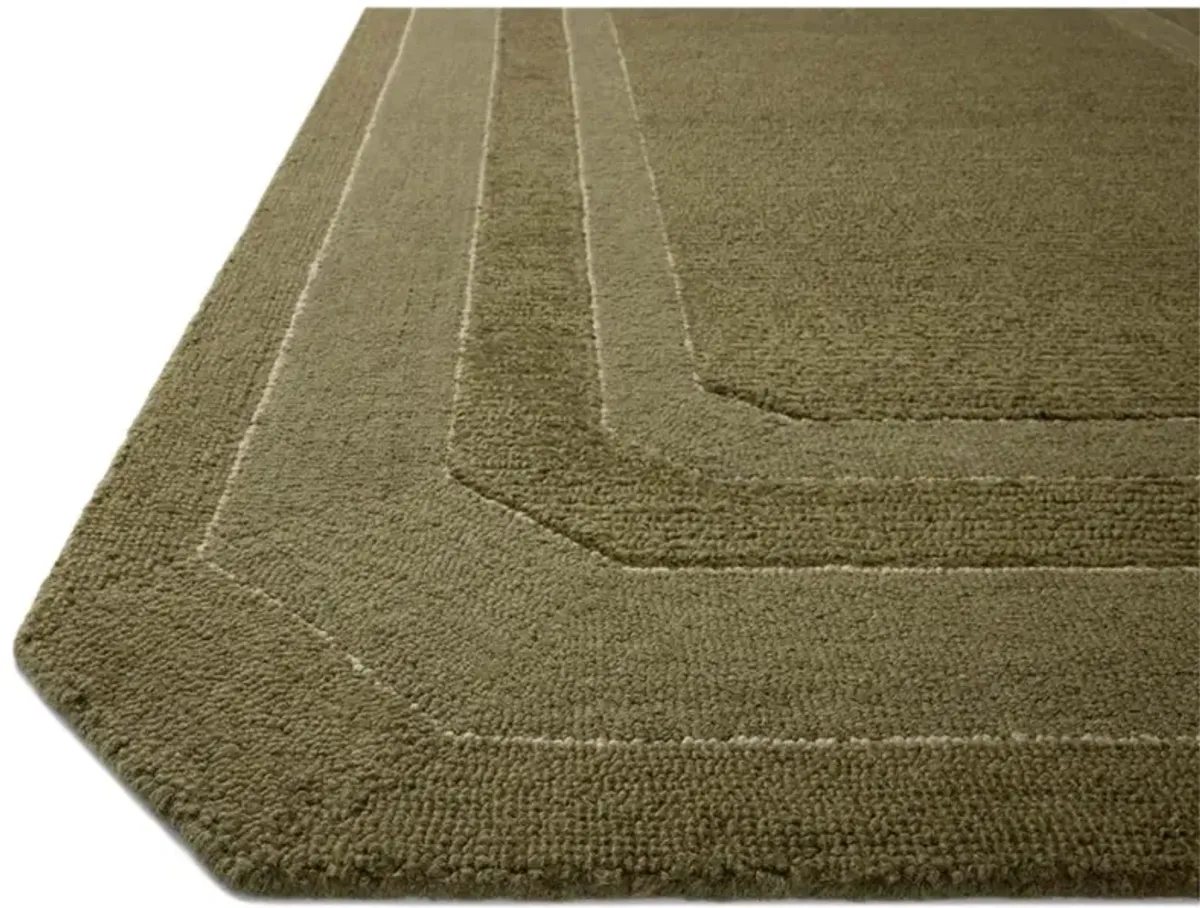 Xalara Updated Traditional Olive Green Wool Border Solid Rug - 3'6"x5'6"