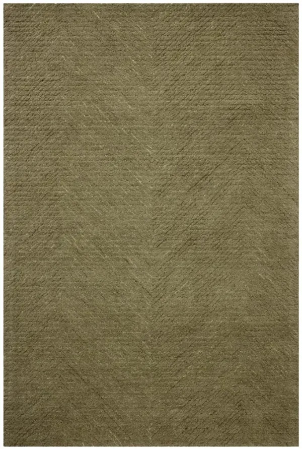 Irvale Updated Traditional Olive Green Wool Solid Rug - 2'6"x7'6"