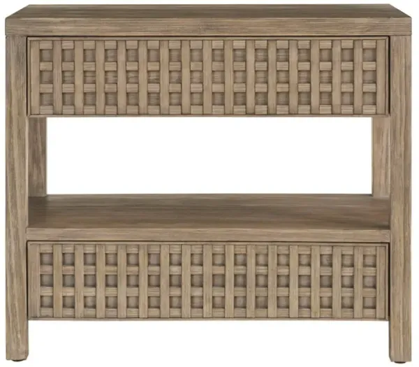 Leith Modern Classic Brown Wood Textured Wide Nightstand