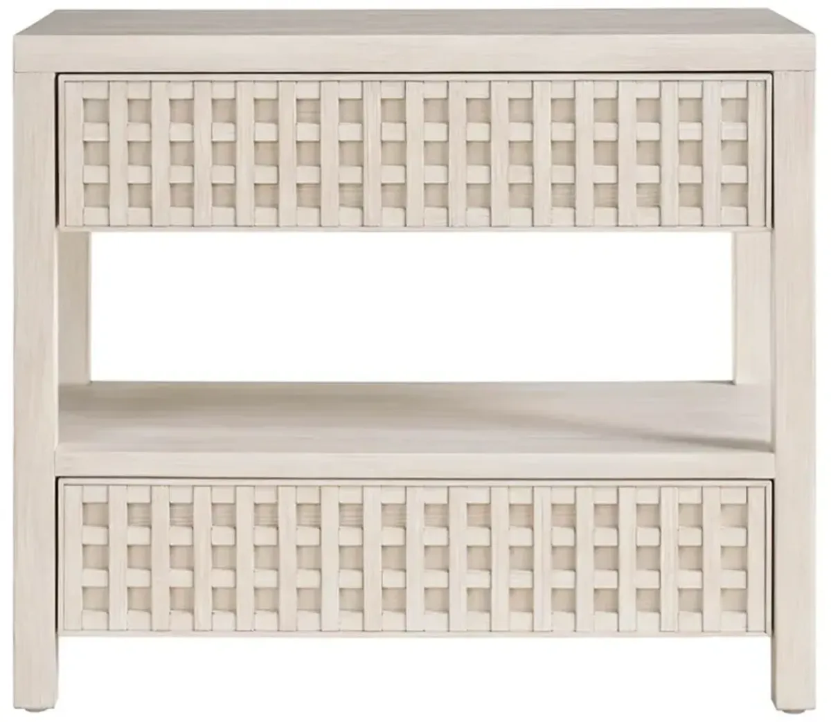 Leith Modern Classic Light Grey Wood Textured Wide Nightstand