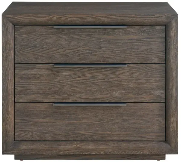 Alwyn Modern Classic Brown Oak Wide Nightstand
