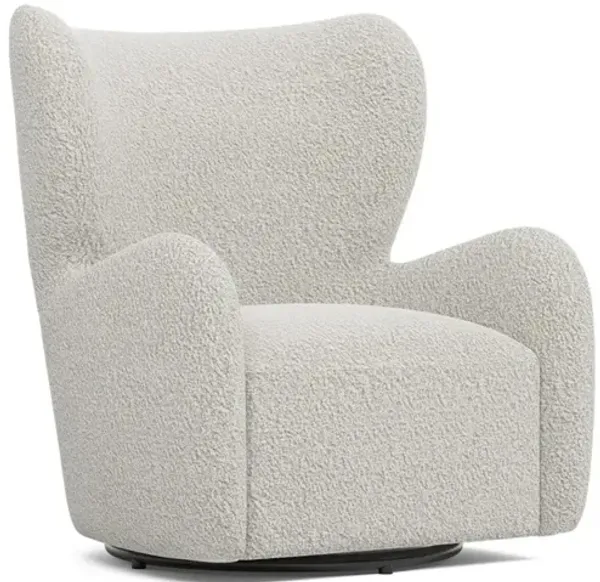 Bradlie Cloud Grey Textured Bouclé Swivel Chair
