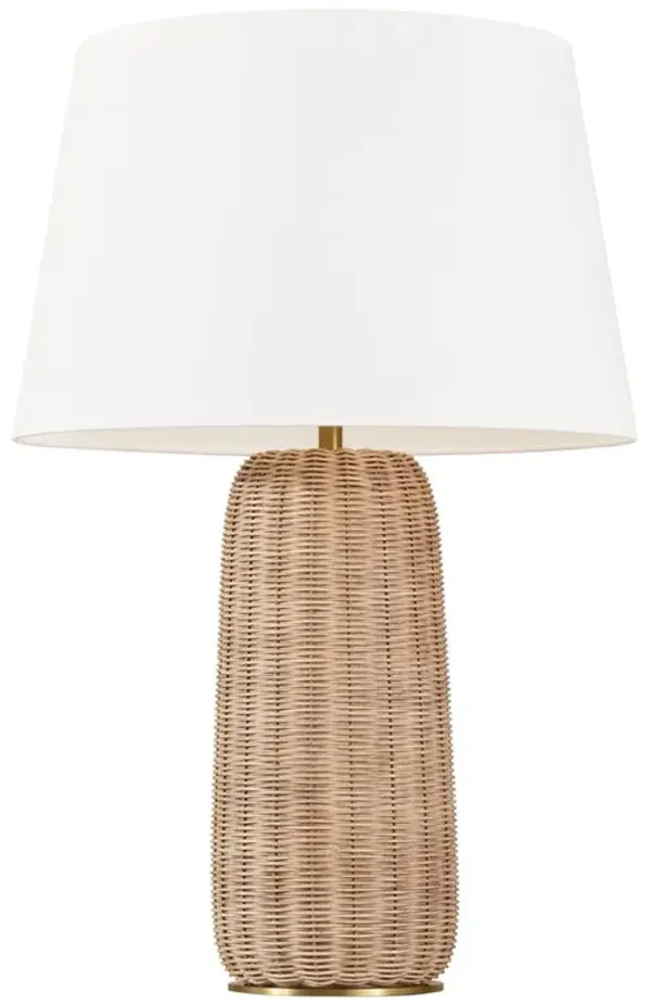 Visual Comfort Studio Dumar Coastal Beach Blonde Woven Rattan Tall Table Lamp