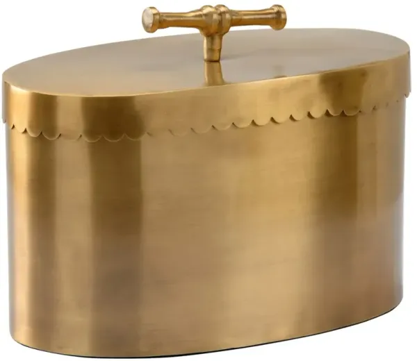 Atlas Updated Traditional Antique Brass Oval Decorative Box - Large