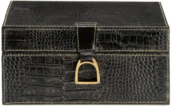 Cameron Modern Classic Black Leather Decorative Box - Large