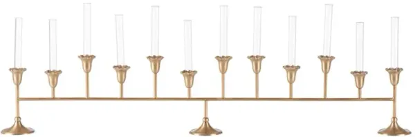 Priva Traditional Antique Brass Fluted Bud Vase Centerpiece