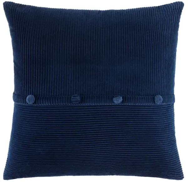 Sullie Updated Traditional Navy Velvet Buttoned Throw Pillow - 20x20