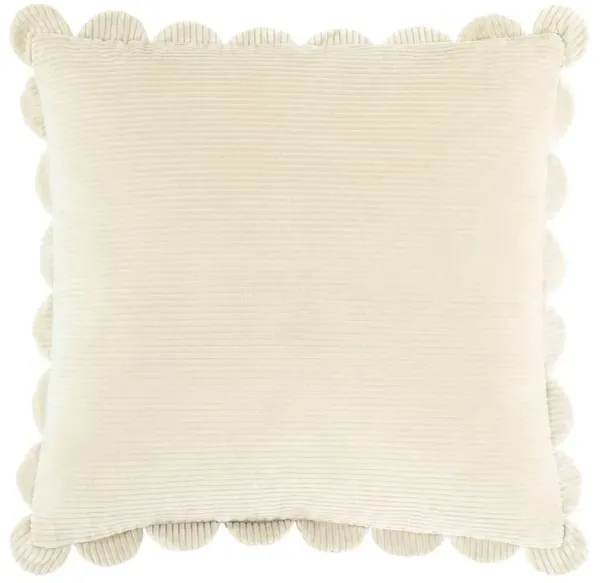 Sullie Updated Traditional Light Beige Velvet Scallop Throw Pillow - 20x20