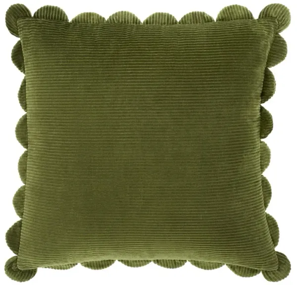 Sullie Updated Traditional Green Velvet Scallop Throw Pillow - 20x20