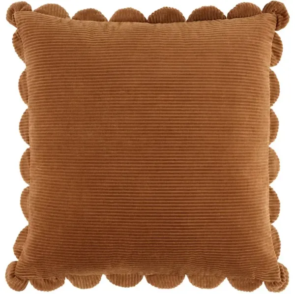 Sullie Updated Traditional Brown Velvet Scallop Throw Pillow - 20x20