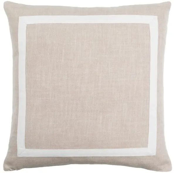 Antoine Coastal Beach Tan Cotton Border Throw Pillow - 22x22